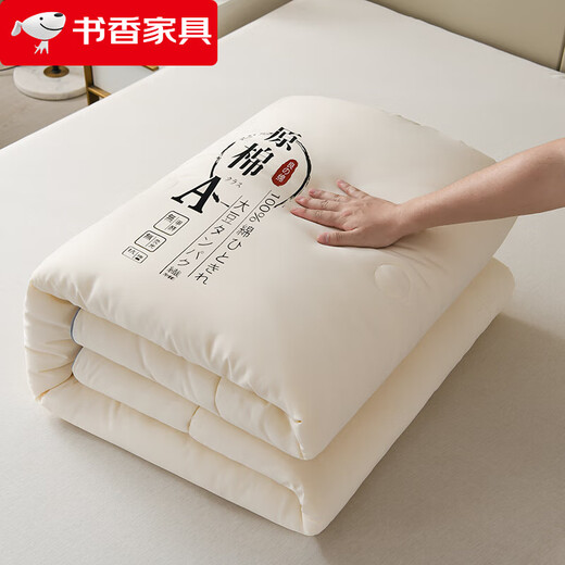 Raw cotton soybean spring and autumn quilt thickened winter quilt single quilt core air-conditioned quilt student dormitory four seasons quilt beige 1.8x2.2m summer quilt Raw cotton soybean spring and autumn quilt thickened winter quilt single quilt core air-conditioned quilt student dormitory four seasons quilt beige 1.8x2.2m summer quilt