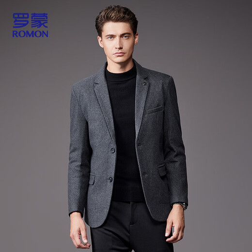 罗蒙（ROMON）羊毛呢西服男士秋冬商务休闲职业正装西装礼服爸爸外套XF78灰色2X
