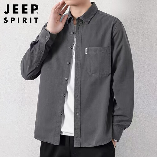 JEEP SPIRIT吉普衬衫男长袖休闲外套男装秋冬季衬衣男士纯棉潮流衣服