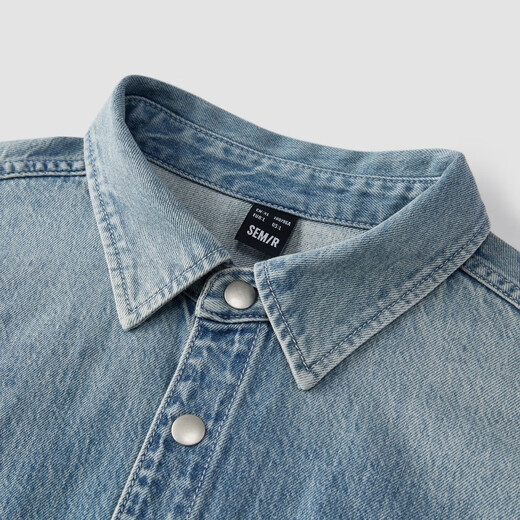 森马（Semir）森柔牛仔|长袖衬衫男复古水洗牛仔外套秋季宽松上衣103524105101