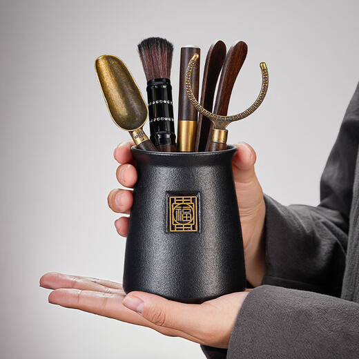 YIHUTEA Ebony Tea Ceremony Six Gentlemen Set Tea Spatula Ceramic Kung Fu Tea Set Accessories Tea Table Tea Making Tools Tea Clamp Spoon Knife Lighthouse Six Gentlemen Tea Ceremony