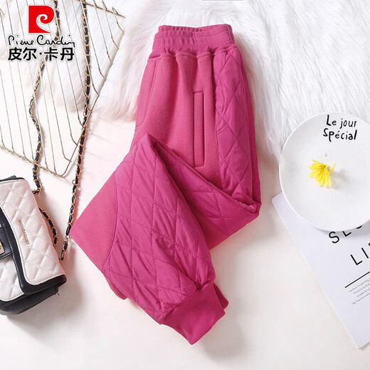 Pierre Cardin Cotton Pants Women's Autumn and Winter Outer Wear Plus Velvet Thickened Pants 2026 New Minus 40 Cold-Resistant Leg Down Pants Black L Recommended 115-130 Jin Jin equals 0.5 kg