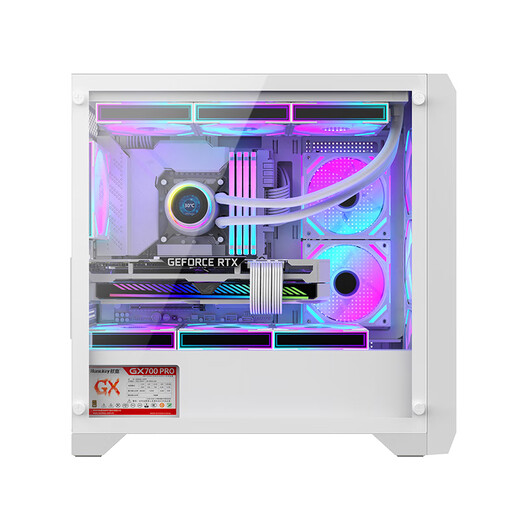 航嘉（Huntkey）GX750S掠夺者白色游戏机箱（精致铁网/强散热/钢玻侧板/360水冷/12风扇位/M-ATX主板/40系显卡）