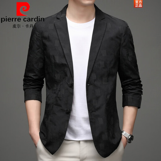 Pierre Cardin Spring and Autumn Blazer Men's 2025 New Casual Thin Unisex Men's Fashion Korean Printed Slim Small Suit Blue XL 180 Suitable for 150-165 Jin Jin equals 0.5 kg