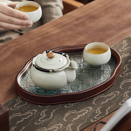 TEAHUE Ru kiln hand-caught pot, covered bowl, tea cup, anti-scalding ceramic teapot, high-end household kung fu tea set, fair cup with tea drain