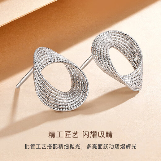 CRD Ke Laidi Spot Sparkling PT950 Platinum Mobius Earrings Platinum Gift for Girlfriend Birthday 2.30g