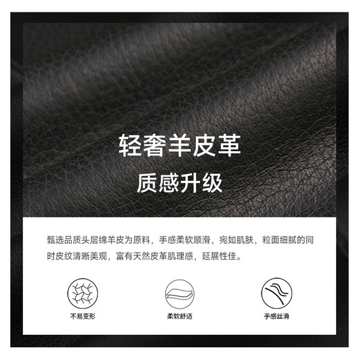 沙驰（SATCHI）男装男士真皮皮衣2025秋季新款绵羊皮短款商务夹克外套 黑色 46