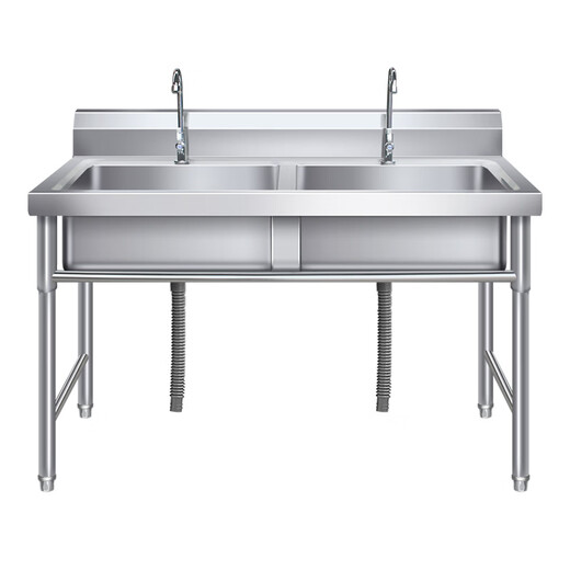 304 stainless steel vegetable sink commercial thawing three buckets hotel sink simple laundry pool school three sinks 2 pools double pool 100X50X80cm06 thick