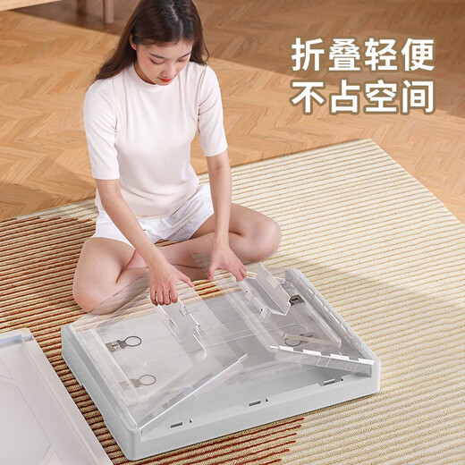Chenzhi Shangpin folding storage box clothes quilt cover toys books transparent storage box school dormitory wheeled storage box brown white large size
