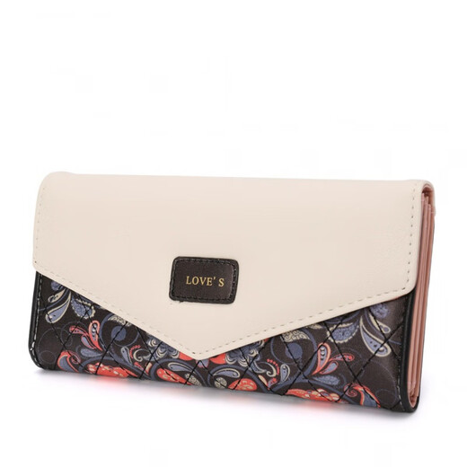 Kangaroo (KANGAROO) Korean style small floral diamond contrast envelope buckle women's wallet long wallet clutch bag wallet blue