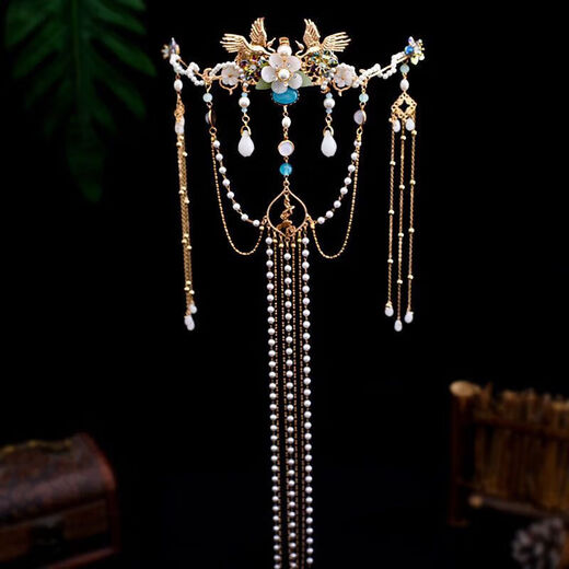 Meng Junchen Ancient Style Hanfu Hair Accessory Linjiang Fairy Hair Crown Lazy Clip Chinese Style Super Fairy Long Tassel Hair Accessory Linjiang Fairy Hair Crown
