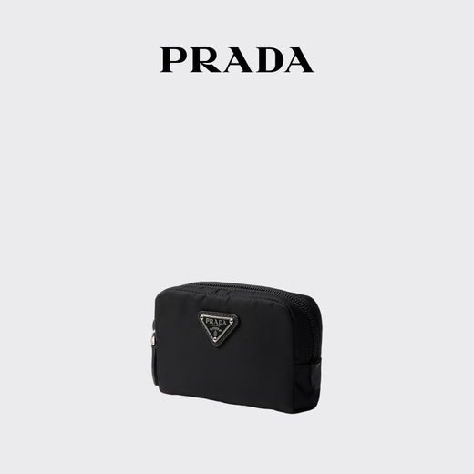PRADA/Prada Gift Women's Logo Decorated Re-Nylon Cosmetic Bag Clutch Women's Bag Black