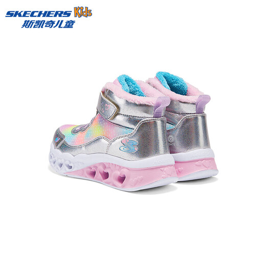 Skechers children's snow boots autumn and winter warm sports shoes girls comfortable flashing casual cotton boots 302677L