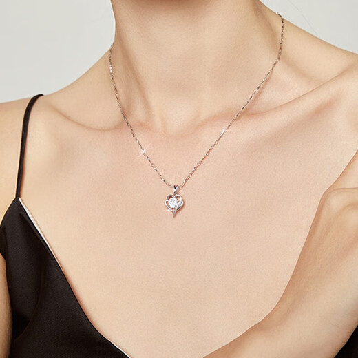 MZMZ Platinum Necklace for Women PT950 Single-minded Platinum Clavicle Chain with Moissanite Birthday Anniversary Gift for Girlfriend Eleven Warehouse Straight Hair/Next Day Delivery Light Luxury Style - Set with D Color Flawless Moissanite