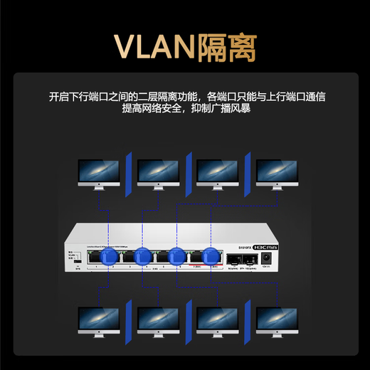 New H3C S1510FX new generation 8-port 2.5G electrical port switch, 2 10G optical ports, plug and play, supports port isolation network hub, suitable for Maobang NAS