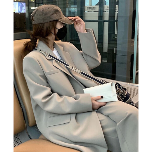 GARNUO black small suit jacket women's two-piece suit 2026 spring and autumn new high-end small loose casual suit black suit XL 131-150Jin Jin equals 0.5 kg
