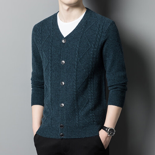Hengyuanxiang 450g automne et hiver Nouveau cardigan 100% pur cardigan de la veste de cardigan de laine pour hommes en V Valle de pull à col en chameau (165) (165)
