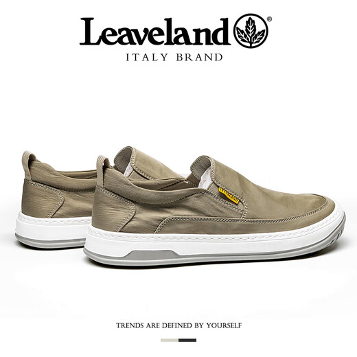 Leaveland maple leaf canvas shoes men's shoes for summer new breathable old Beijing cloth shoes non-slip lightweight casual shoes for men khaki [standard leather shoe size] 41 (255mm)