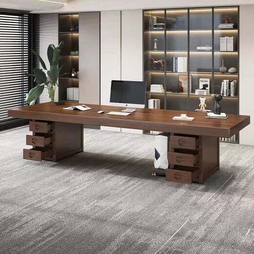 New Chinese style office solid wood boss desk desk and chair combination simple president desk light luxury home desk modern standard pure solid wood single table 160cm