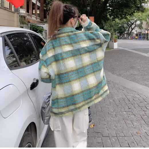 Digada Jacket Men's Autumn and Winter New Woolen Plaid Trendy Brand European and American Street Vintage Small Fragrance Lapel Jacket BMFS-9902 Black XL