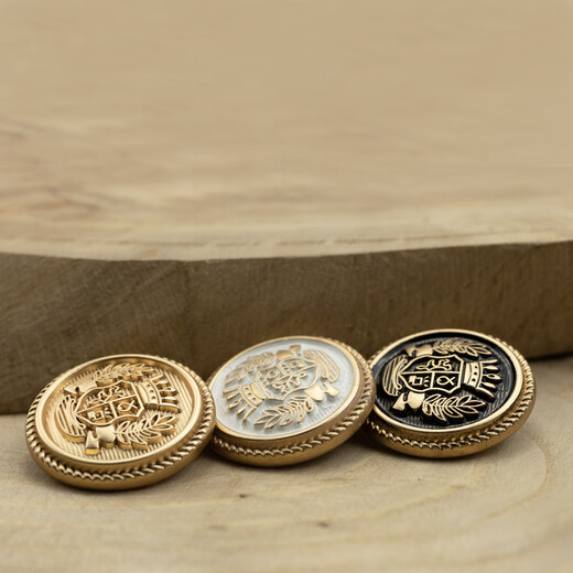 Shantou Lincun Metal Wheat Buttons British Crown Suit Matte Gold Rubbed Black and White Paint College JK Uniform Coat Buttons Matte Gold Rubbed Black Paint 6 pcs