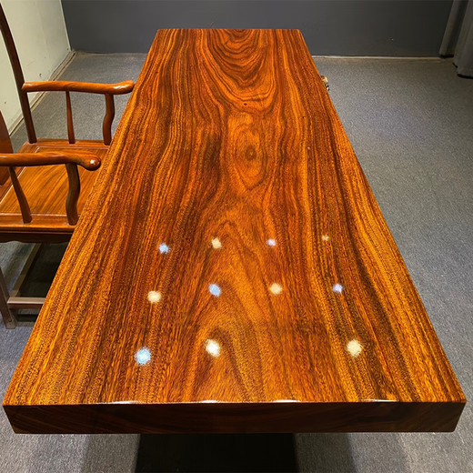 Mulian Linrong Okan solid wood large board tea table African green heart sandalwood whole board without splicing conference office dining table tea table coffee table Okan other sizes