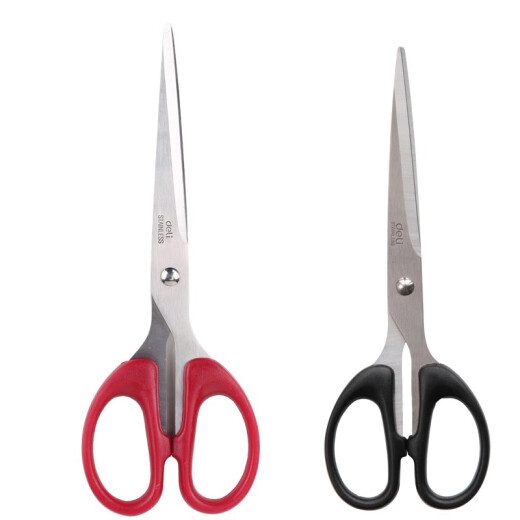 Deli (deli) 2 pairs of 180mm scissors (1 black 1 red) office life household medium scissors handmade paper scissors office supplies 33215