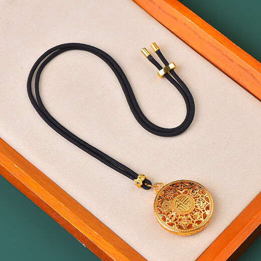 Tannhäuser Eight Treasures Compass Braided Rope High-end Rope Advanced Necklace Rope with Gold Pendant Lanyard Pendant Braided Rope for Men and Women Black Pendant Lanyard 70cm