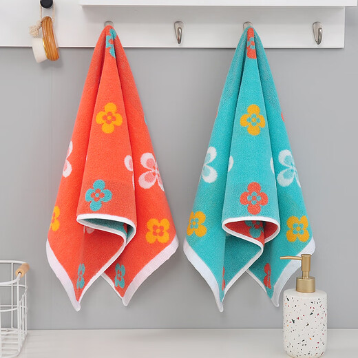 Shantou Lincun towel pure cotton face wash household soft absorbent lint-free hotel shower men and women adult thickened cotton face towel 2 pieces four-leaf clover series 100% cotton 75x35cm