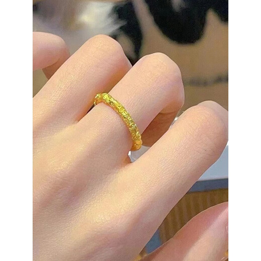 Hengchengxiang HOECENXAR24K golden Bauhinia flower ring for women new 999 carved plain ring temperament niche 5G gold ring ancient Bauhinia flower ring US size 10