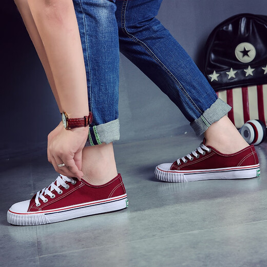 Lorenbon Canvas -Schuhe für Männer und Frauen Paarschuhe für Männer und Sommerschuhe für Männer für Männer und Frauenschuhe für Frühlings- und Sommerschuhe für atmungsaktive weiche alleinige Student -Laufschuhe [Bruchgröße] 6625 Burgundy 38 Frauenstil (normale Sportschuhe)