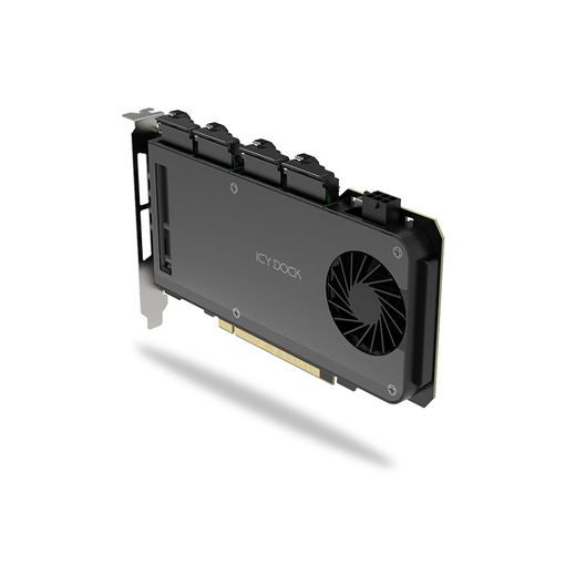 ICY DOCK艾西达克 4盘位M.2 NVMe SSD硬盘盒PCIe5.0转接卡PCIe4.0硬盘抽取盒免工具安装可抽取MB204MP-B/1B MB204MP-1B(PCIe4.0版)