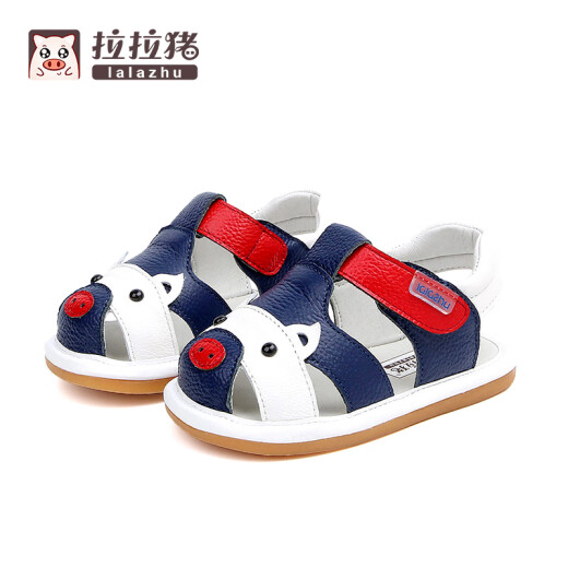 Lala Pig Summer New Children's Shoes Toddler Leather Sandals Boys Girls Little Baby Baby Soft Sole Non-Slip Toddler Shoes 1-3 Years Old 2 One Dark Blue Size 23/Inner Length 15cm (Suitable for Foot Length About 14.5cm)