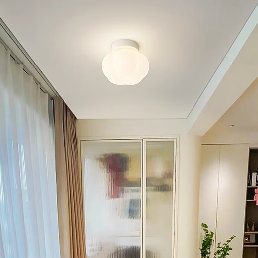 Laiqi ceiling lamp warm and romantic cream style balcony aisle entrance light 2026 new full spectrum lighting Guangdong Zhongshan CX689 white single head aisle style +16CM+7W three-color dimming