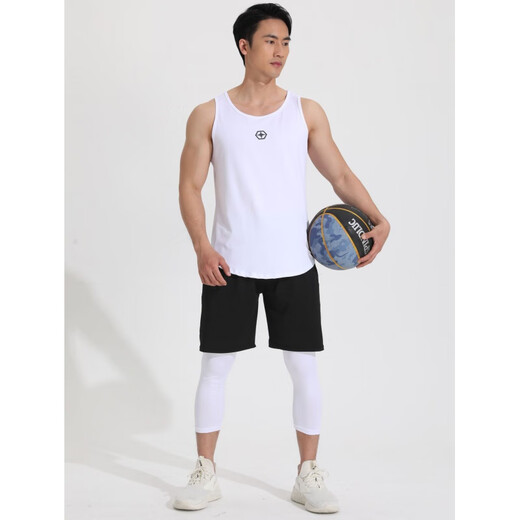 NIUKAILE tights men's sports running fitness training quick-drying compression high-elastic basket football leggings trousers (black) 2XL recommended height 175-180CM