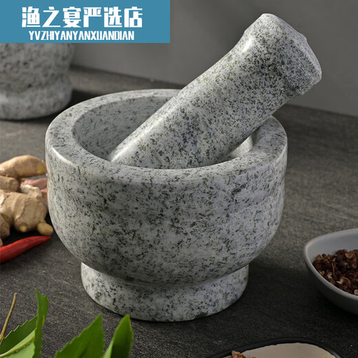 Natural stone garlic pounder, stone mortar, medicine jar grinder, household garlic mortar, garlic peeling garlic press, for pounding garlic paste, polished small stone mortar with lid