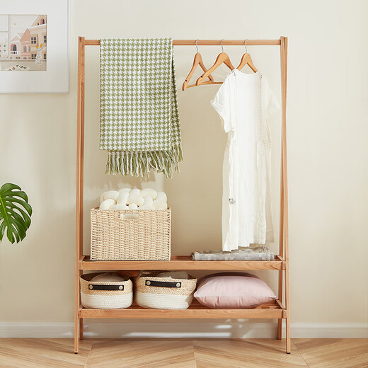 Quanyou Home Bedroom Clothes Hanger Solid Wood Nordic Storage Rack Floor-standing Shoe Rack Coat Rack Integrated DX115066KS