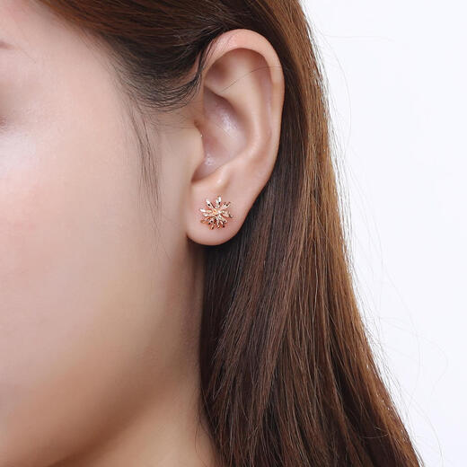 Chao Acer Snowflake 18K Gold Earrings Rose Gold Color Gold Earrings for Girlfriend Birthday Gift YD