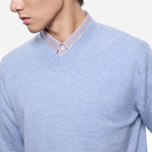 ERDOS Early Autumn Plush Blended Skin Friendly Lightweight Loose Straight Versatile Men's Wool Sweater Fresh Ink Blue L 175/96A