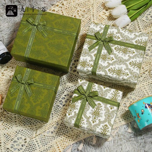 Jiuqiangu gift box empty box Dragon Boat Festival gift packaging box gift high-end gift bag retro green medium size set 1136