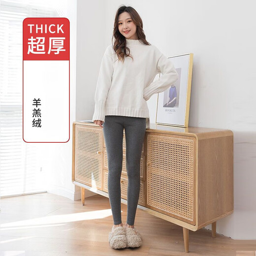 Mi Dou Xiaozhu lamb velvet leggings for women in winter plus velvet thickened thread slim fit high waist elastic outer wear women's trousers black thickened lamb velvet XL size 115-135Jin Jin is equal to about 0.5 kg