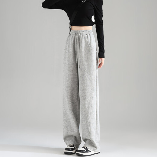 TonLion 2025 Women's Casual Pants Loose Banana Pants Light Hemp Gray/Fellow Style L