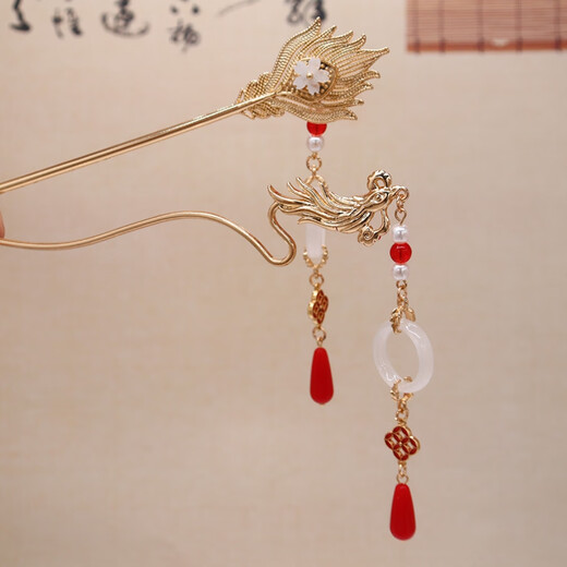 QBILY hairpins for women, 2 pieces in a pack, horse-faced skirts, headdresses, wedding bride hair accessories, Xiuhe clothing accessories, hairpins, hairpins, dragon-shaped phoenix head hairpins + phoenix feather hairpins, 2 pieces in a pack