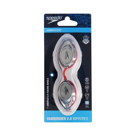 Speedo Unisex Adult Swim Goggles Mirror Conqueror 2.0 Black/Red One Size