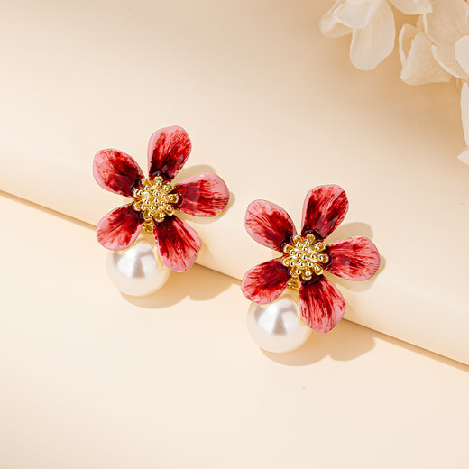 Qlady Spring Flower Earrings Women's Pearl Temperament Imitation Pearl Earrings 2025 New High-end Earrings Birthday Gift