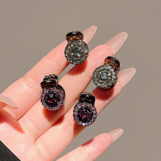 Zhuo Keke Bangs Forehead Rhinestone Mini Small Clip Women's Broken Hairpin Side Princess Hair Clip Short Hair Top Clip Headdress Temperament Gray 2 Pack