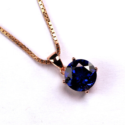 DRJEFUN simple round tanzanite pendant necklace for men and women, sapphire jewelry, colorful treasure pendant, clavicle, white gold (main stone 12mm) with chain