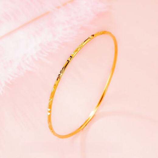 Qianjunjin store model Hong Kong duty-free light luxury 18k coil bracelet for women fashion 999 classic thin circle bracelet rice flower 60mm style one