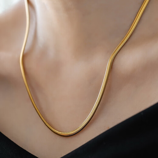 Fat Donglai's same style 18k gold snake bone l chain does not fade Italian 18K gold plated soft snake bone l chain clavicle necklace for women soft snake bone necklace 40 cm gold