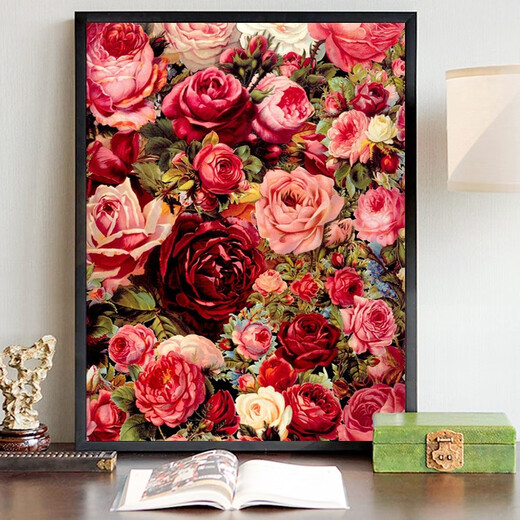 DIY digital oil painting hand-painted oil painting acrylic filling hand-filled coloring cure and decompression decorative painting beach rose S756-rose 30*40cm frameless [single canvas paint brush]